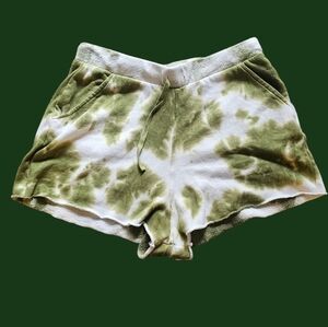 Free people lounge cozy tie die green and white sweat shorts size M